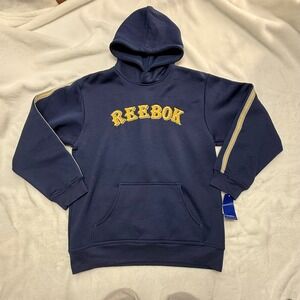 Vintage Reebok Blue‎ Yellow Logo Pullover Hoodie Size XL New With Tags.